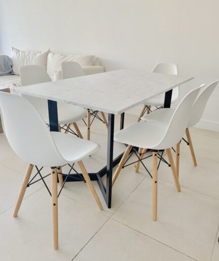 Mesa de Comedor Coverlam Callacata 220×110 con regrueso y base de Madera de  4 patas – Carrara Design