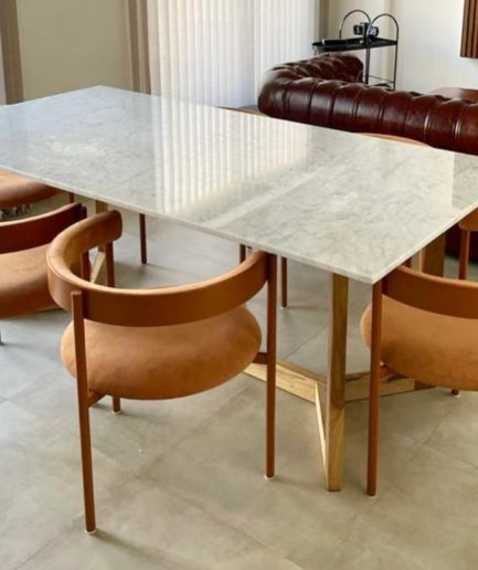 Mesa Comedor de Mármol Carrara 180x90 y base trineo de madera petiribi